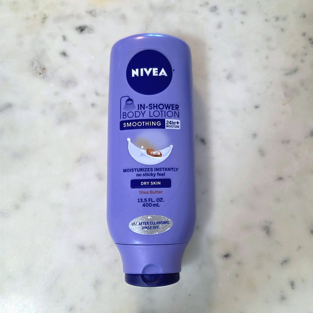 Nivea In-Shower Body Lotion Smoothing Shea Buttr Dry Skin 13.5oz 400ml Prpl READ